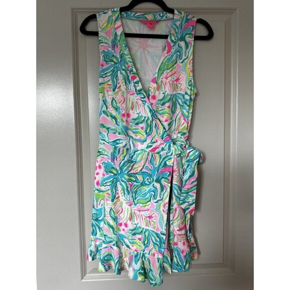 Lilly Pulitzer Pants - Lilly Pulitzer Rilla Romper One in a Melon Wrap Dress Size Small Mini Resortwear